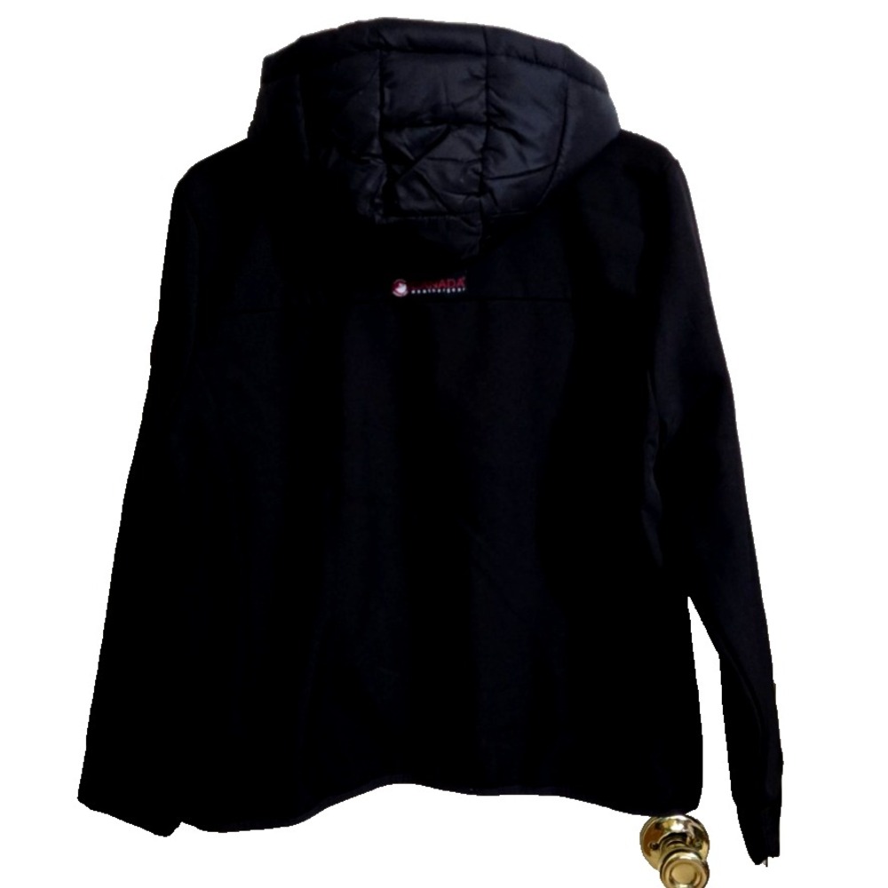 Canada Weather Gear Puffer Jacket Hooded Hybrid Soft Shell Womens L Black NWT - Picture 3 of 14
